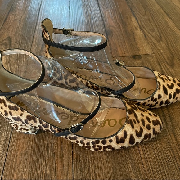Sam Edelman leopard print cowhide shoes with ankle and front strap, size 7 - Picture 4 of 5